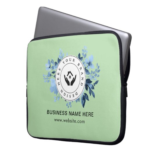 Einfache Minimalistische Logo- und Textwerbung Laptopschutzhülle (Vorderseite Links)