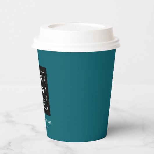 Einfache Minimalistische Logo- und Textwerbung Pappbecher (Links)