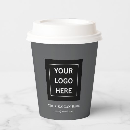 Einfache Minimalistische Logo- und Textwerbung Pappbecher (Vorderseite)