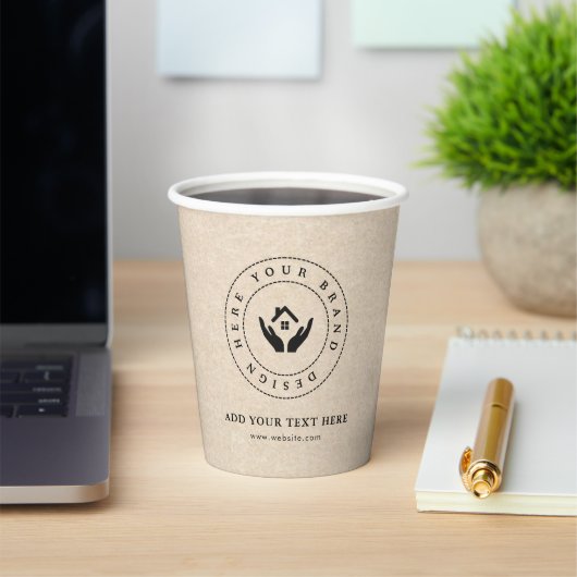 Einfache Minimalistische Logo- und Textwerbung Pappbecher (InSitu)