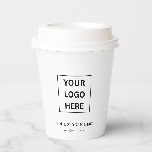 Einfache Minimalistische Logo- und Textwerbung Pappbecher (Vorderseite)