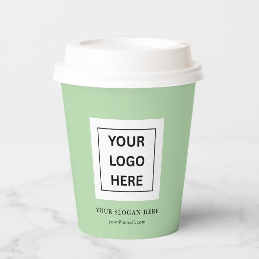 Einfache Minimalistische Logo- und Textwerbung Pappbecher (Vorderseite)