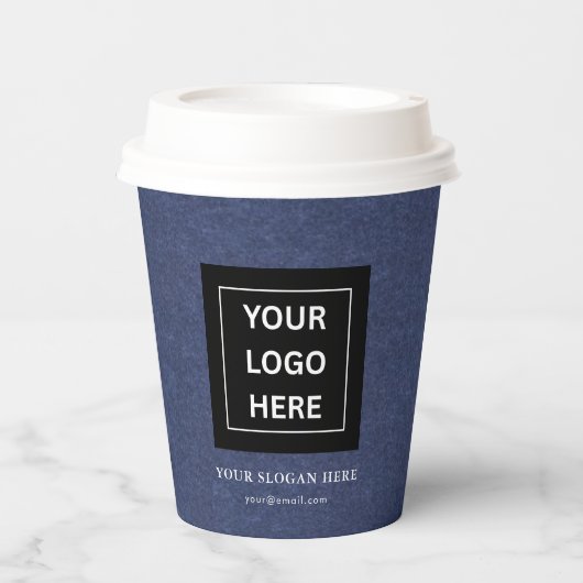 Einfache Minimalistische Logo- und Textwerbung Pappbecher (Vorderseite)