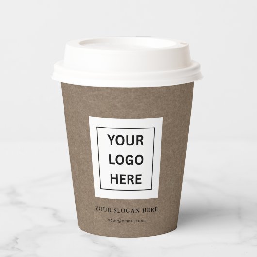 Einfache Minimalistische Logo- und Textwerbung Pappbecher (Vorderseite)