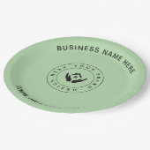 Einfache Minimalistische Logo- und Textwerbung Pappteller (Schrägansicht)