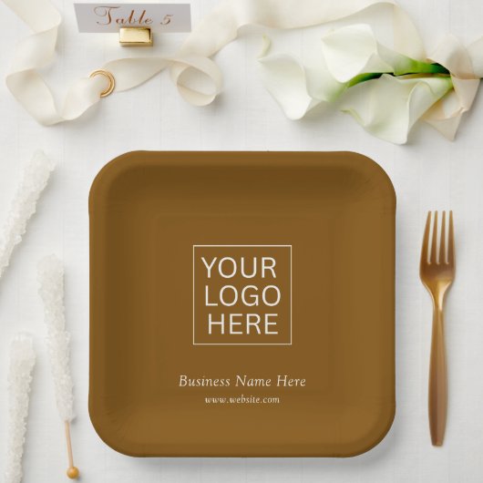 Einfache Minimalistische Logo- und Textwerbung Pappteller (Hochzeit)