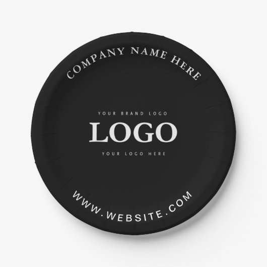 Einfache Minimalistische Logo- und Textwerbung Pappteller (Vorderseite)