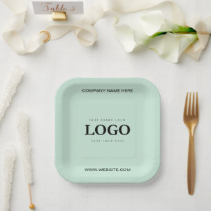 Einfache Minimalistische Logo- und Textwerbung Pappteller