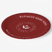 Einfache Minimalistische Logo- und Textwerbung Pappteller (Schrägansicht)