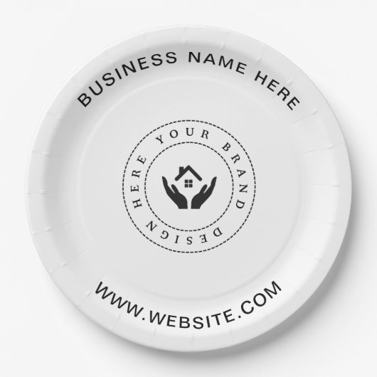 Einfache Minimalistische Logo- und Textwerbung Pappteller (Vorderseite)
