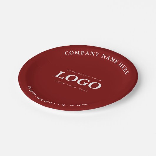 Einfache Minimalistische Logo- und Textwerbung Pappteller (Schrägansicht)