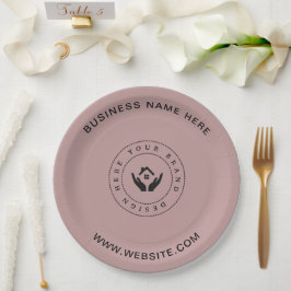 Einfache Minimalistische Logo- und Textwerbung Pappteller