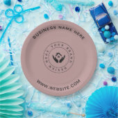 Einfache Minimalistische Logo- und Textwerbung Pappteller (Party)