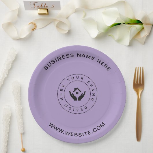 Einfache Minimalistische Logo- und Textwerbung Pappteller (Hochzeit)