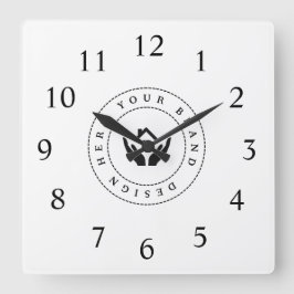 Einfache Minimalistische Logo- und Textwerbung Quadratische Wanduhr