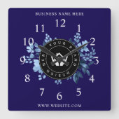 Einfache Minimalistische Logo- und Textwerbung Quadratische Wanduhr (Vorderseite)