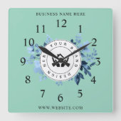 Einfache Minimalistische Logo- und Textwerbung Quadratische Wanduhr (Vorderseite)