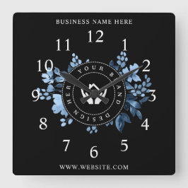 Einfache Minimalistische Logo- und Textwerbung Quadratische Wanduhr