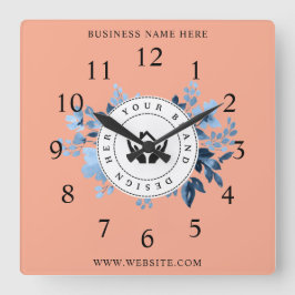 Einfache Minimalistische Logo- und Textwerbung Quadratische Wanduhr