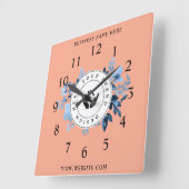 Einfache Minimalistische Logo- und Textwerbung Quadratische Wanduhr (Winkel)