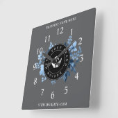 Einfache Minimalistische Logo- und Textwerbung Quadratische Wanduhr (Winkel)