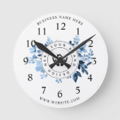 Einfache Minimalistische Logo- und Textwerbung Runde Wanduhr (Vorderseite)