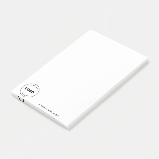 Einfache Minimalistische Logomitarbeiter Post-it Klebezettel (angewinkelt)