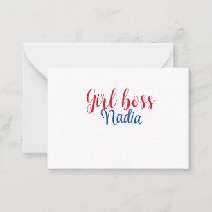 einfache minimalistische Mädchenboss-Name-Text-Bil Mitteilungskarte