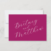 Einfache Minimalistische Magenta-Script-Hochzeit-R Dankeskarte (Rückseite)