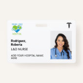 Einfache Minimalistische Mitarbeiter des Krankenha Ausweis (Vorderseite)