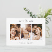 Einfache Minimalistische Moderne 3 Foto Collage Sc Save The Date (Stehend Vorderseite)
