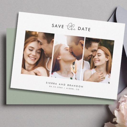 Einfache Minimalistische Moderne 3 Foto Collage Sc Save The Date