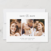 Einfache Minimalistische Moderne 3 Foto Collage Sc Save The Date (Vorderseite)
