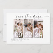 Einfache Minimalistische Moderne 3 Foto Save The Date (Vorderseite)