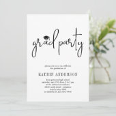 Einfache Minimalistische Moderne Abschluss Einladu Einladung (Stehend Vorderseite)