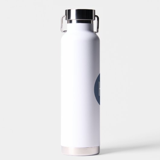Einfache Minimalistische moderne Blaue Mit Monogra Trinkflasche (Vorne)