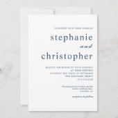 Einfache Minimalistische moderne Blue Script Foto Einladung (Vorderseite)