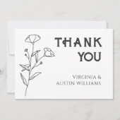 Einfache Minimalistische moderne Blumenhochzeit Dankeskarte (Vorderseite)