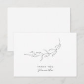 Einfache Minimalistische moderne botanische Hochze Dankeskarte (Vorne/Hinten)