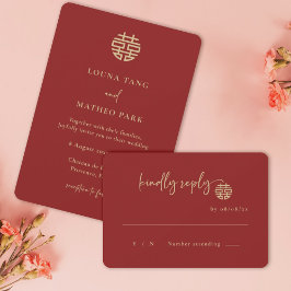 Einfache Minimalistische, moderne chinesische Rote Einladung