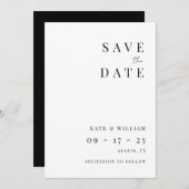 Einfache Minimalistische Moderne Elegante Hochzeit Save The Date (Vorne/Hinten)