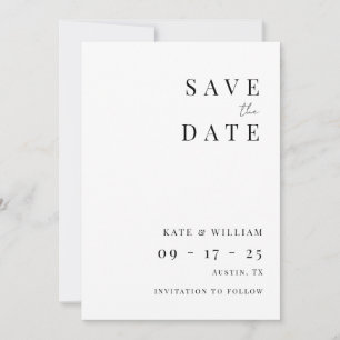 Einfache Minimalistische Moderne Elegante Hochzeit Save The Date