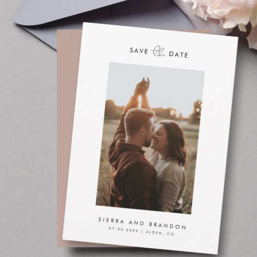 Einfache Minimalistische moderne Foto-Script-Kalli Save The Date