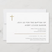 Einfache Minimalistische moderne Goldkreuztaufe Einladung (Vorderseite)