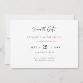 Einfache Minimalistische moderne Hochzeit Save The Date (Rückseite)