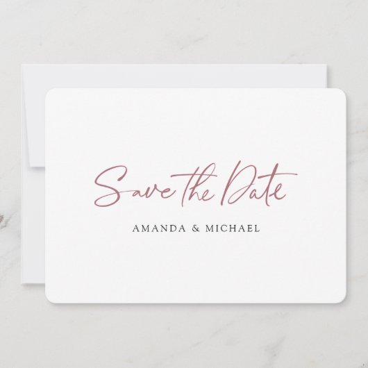 Einfache Minimalistische moderne Hochzeit Save The Date (Vorderseite)