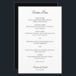 Einfache Minimalistische moderne Hochzeitsmenüs<br><div class="desc">Einfaches Hochzeitsmenü mit einem minimalen Design in Schwarz und Weiß mit dem Header und Ihren Namen in einem eleganten Skript-Schriftart. Die Schriftart und die Rückseite können in eine beliebige Farbe geändert werden, indem Sie auf die Schaltfläche Anpassen klicken. Ein einfaches und schlichtes Design, das immer noch als schick erscheint. Diese...</div>