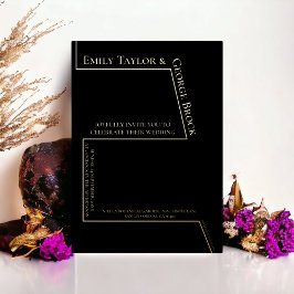 Einfache Minimalistische moderne Hochzeitsschwarz  Folieneinladung