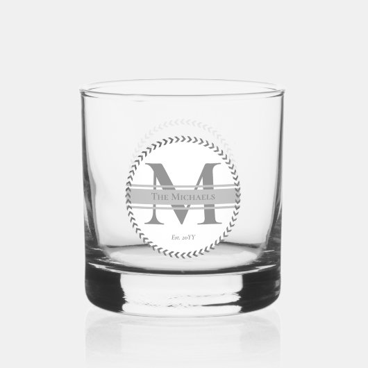 Einfache Minimalistische moderne Monogramm- und Fa Whiskyglas (Vorderseite)