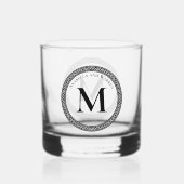 Einfache Minimalistische moderne Monogramm- und Fa Whiskyglas (Rückseite)